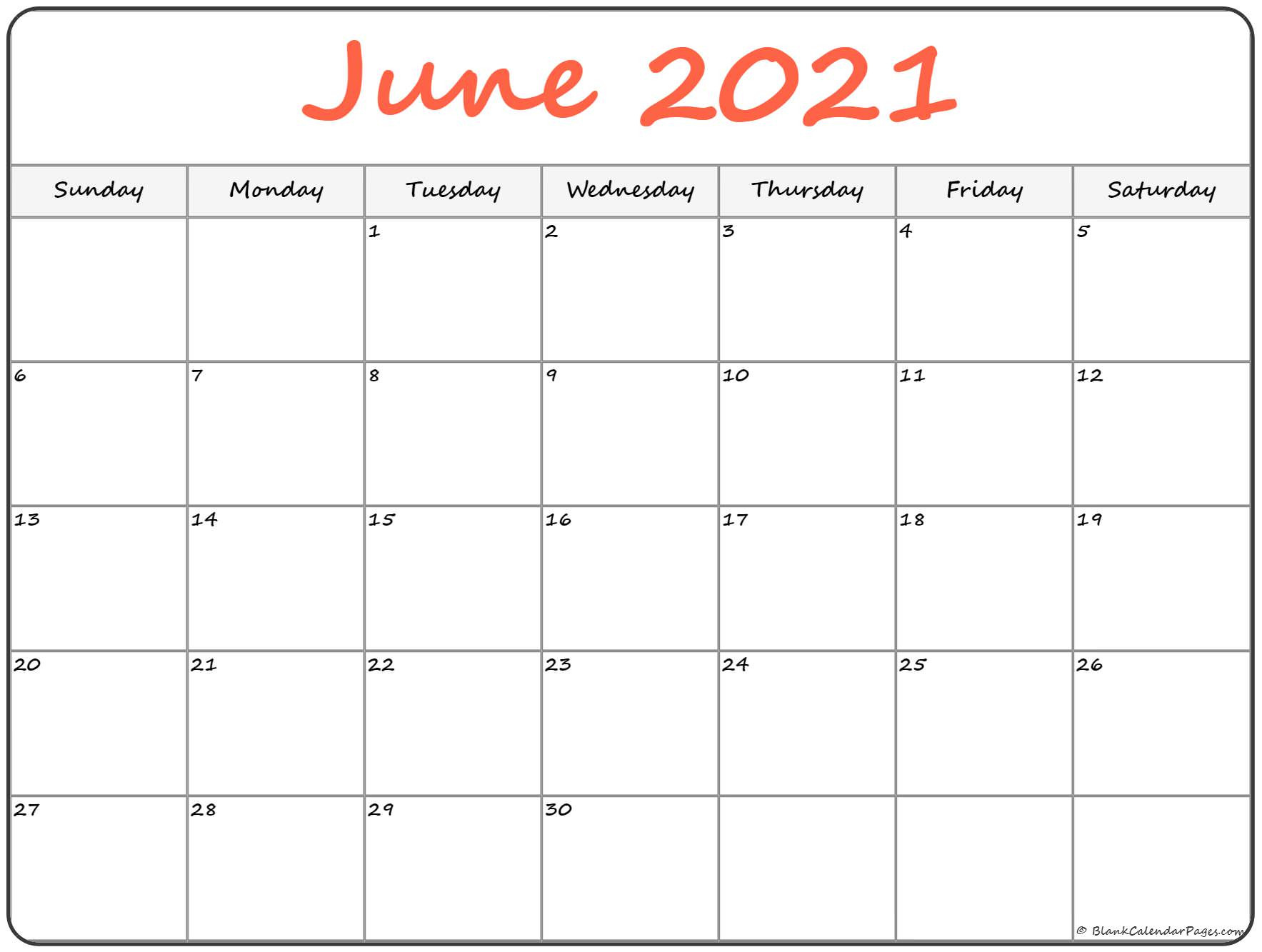 June 2021 Calendar | Free Printable Calendar Templates-Blank Calendar Template 2021