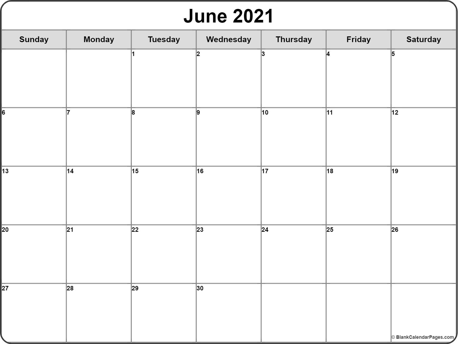 June 2021 Calendar | Free Printable Calendar Templates-Blank June Calendar 2021