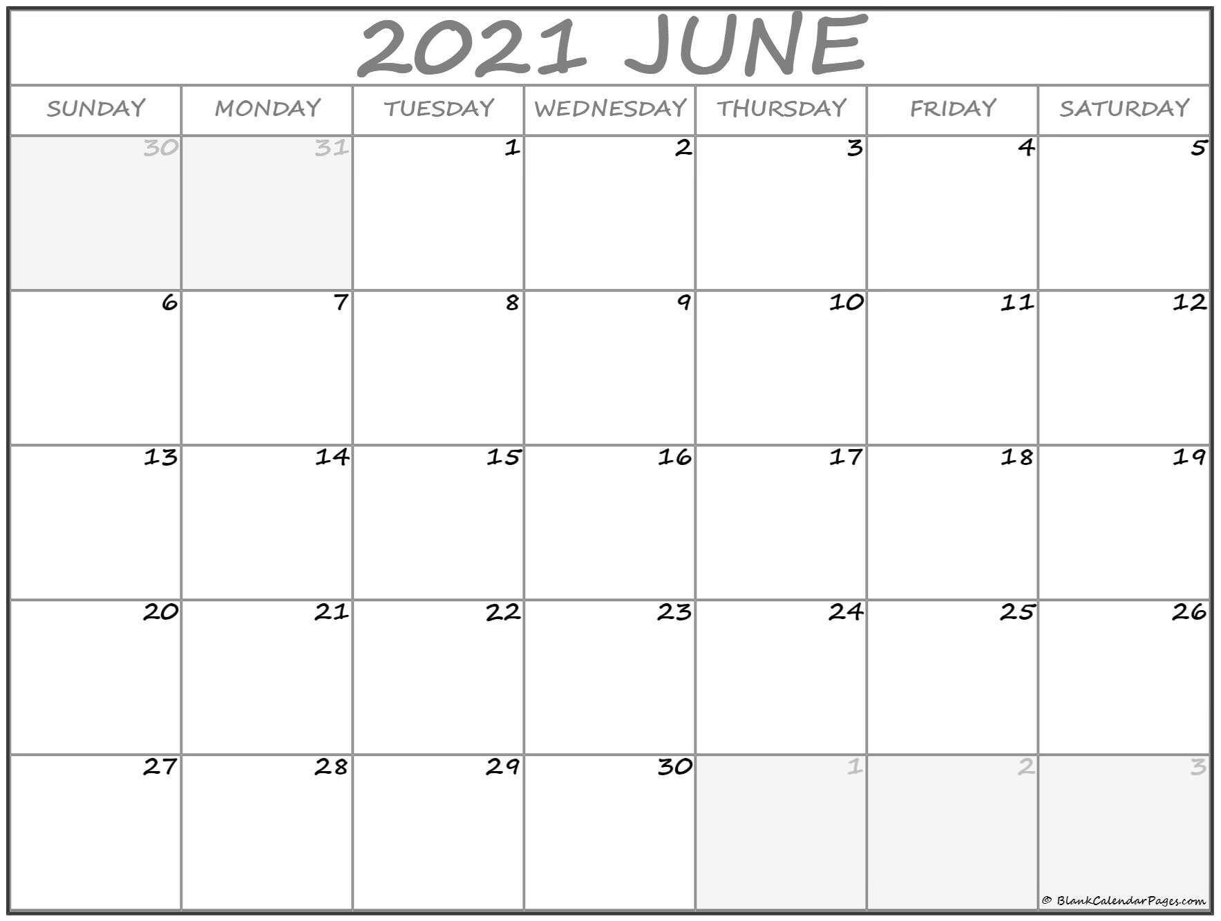 June 2021 Calendar | Free Printable Calendar Templates-June 2021 Calendar Printable Template