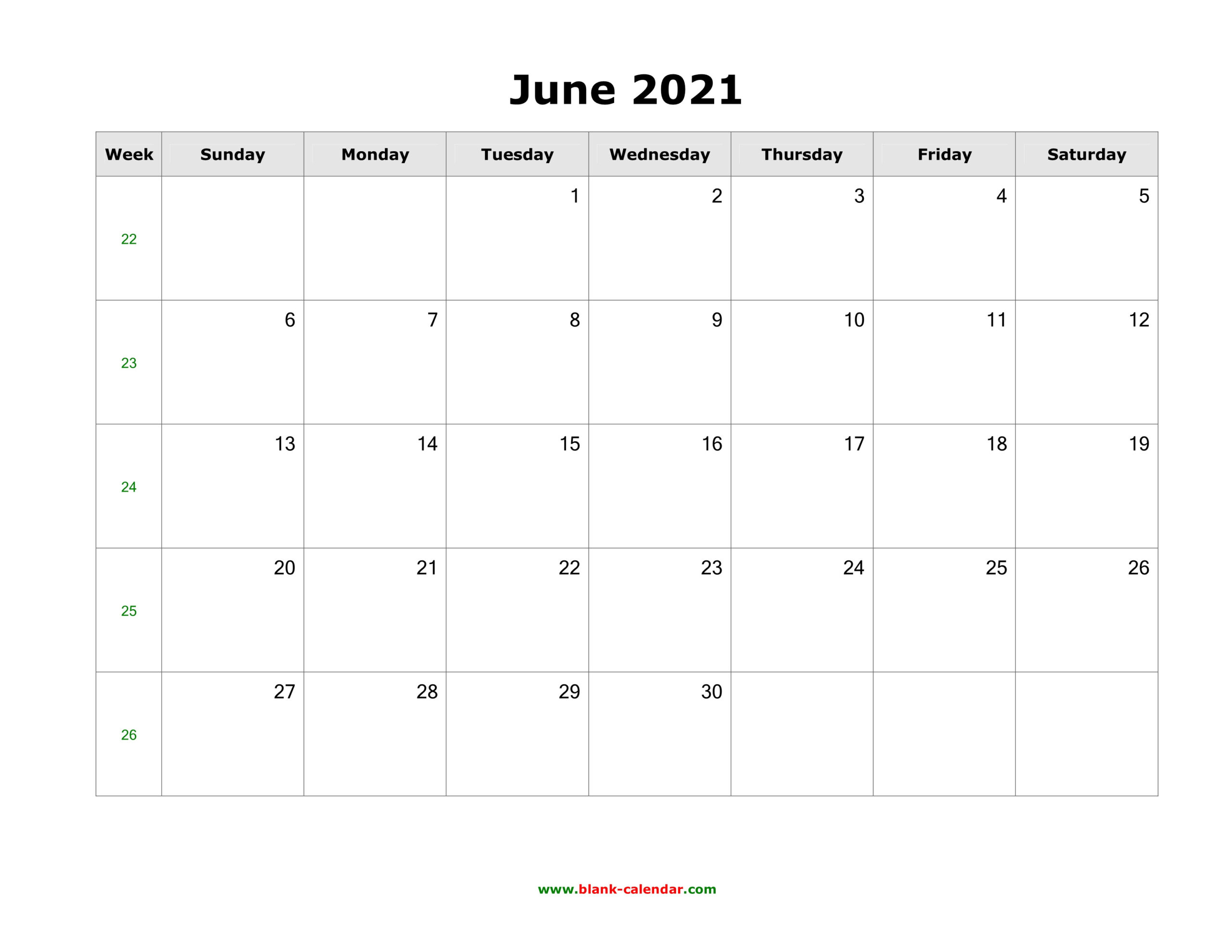 June 2021 Calendar With Us Holidays | Calendar 2021-Blank Fill In Calendar 2021