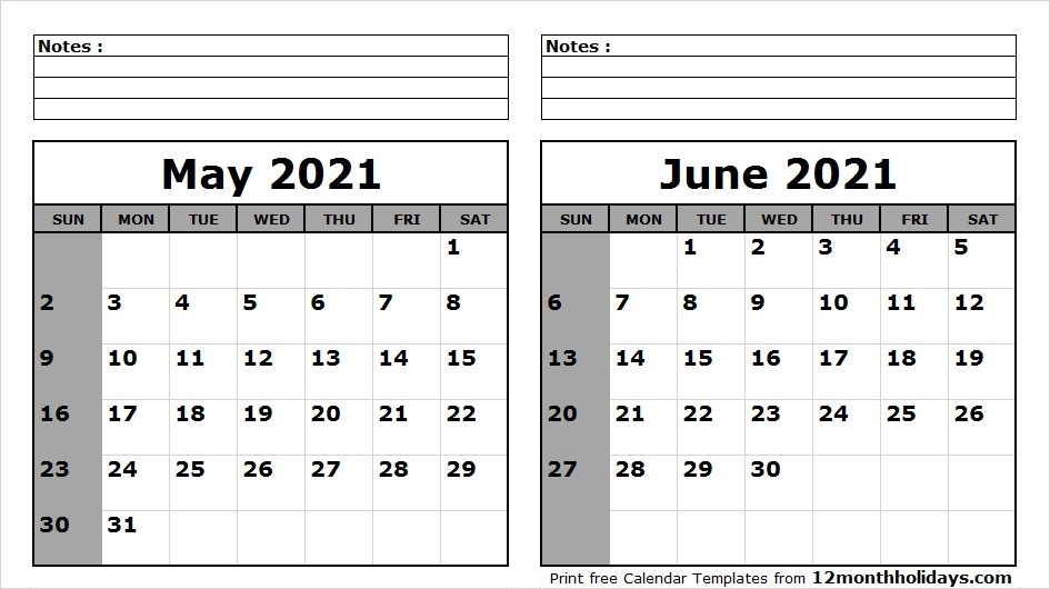 June 2021 Printable Calendar 2 | Qualads-Printable 2 Page Monthly Planner 2021
