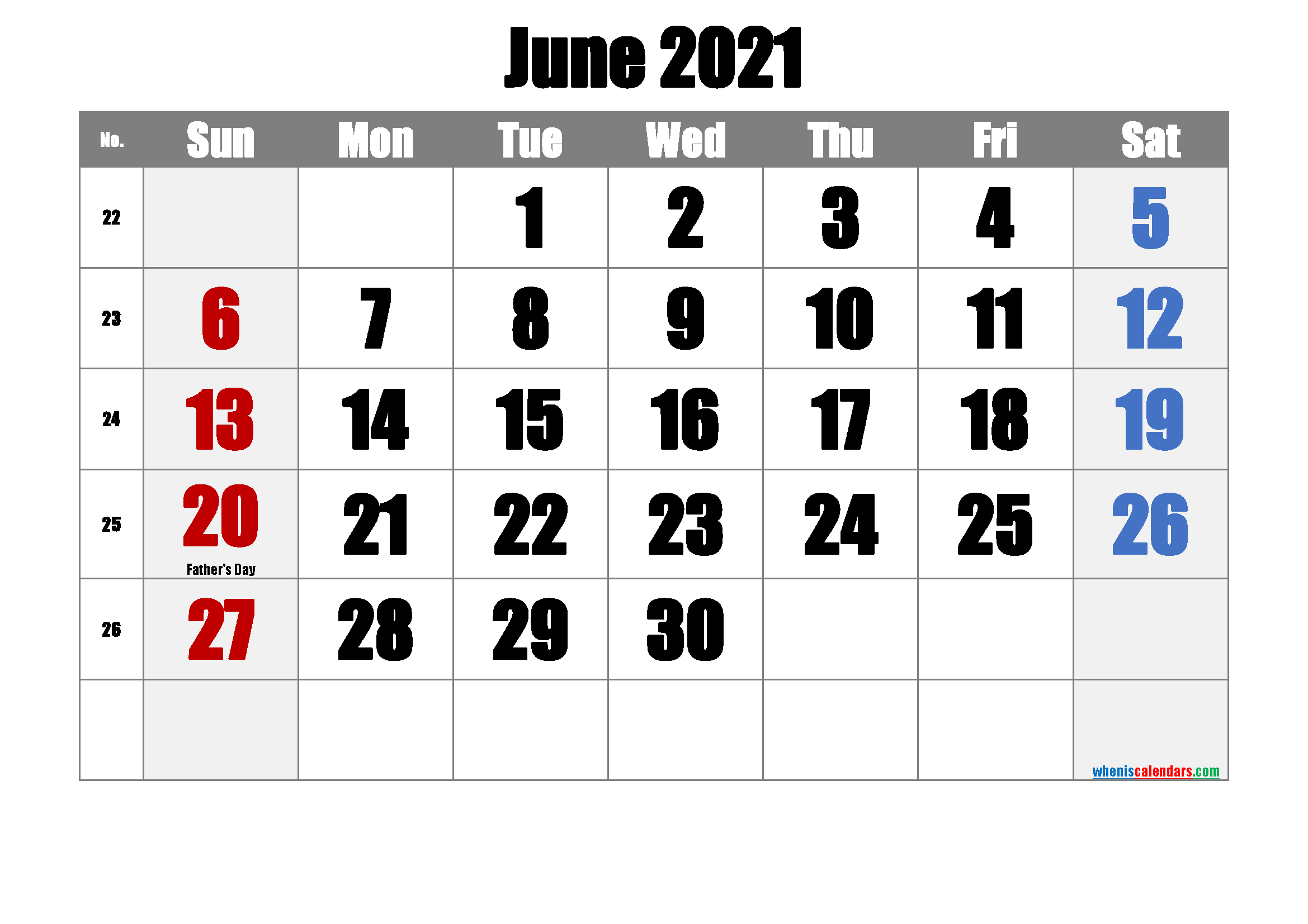 June 2021 Printable Calendar With Holidays | Lunar Calendar-June 2021 Printable