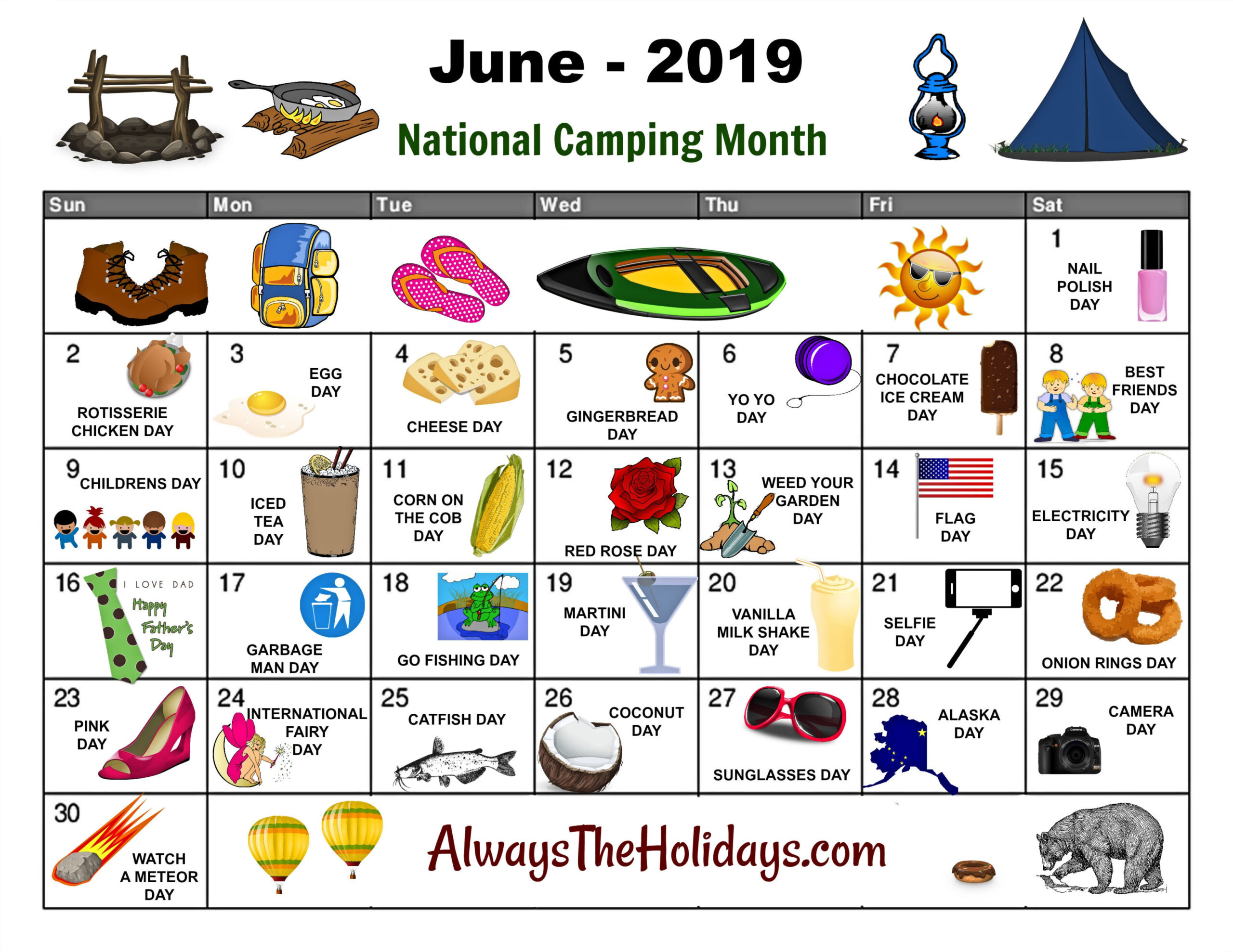 June National Day Calendar Printable - Father&#039;S Day-National Food Day Calendar Printable 2021