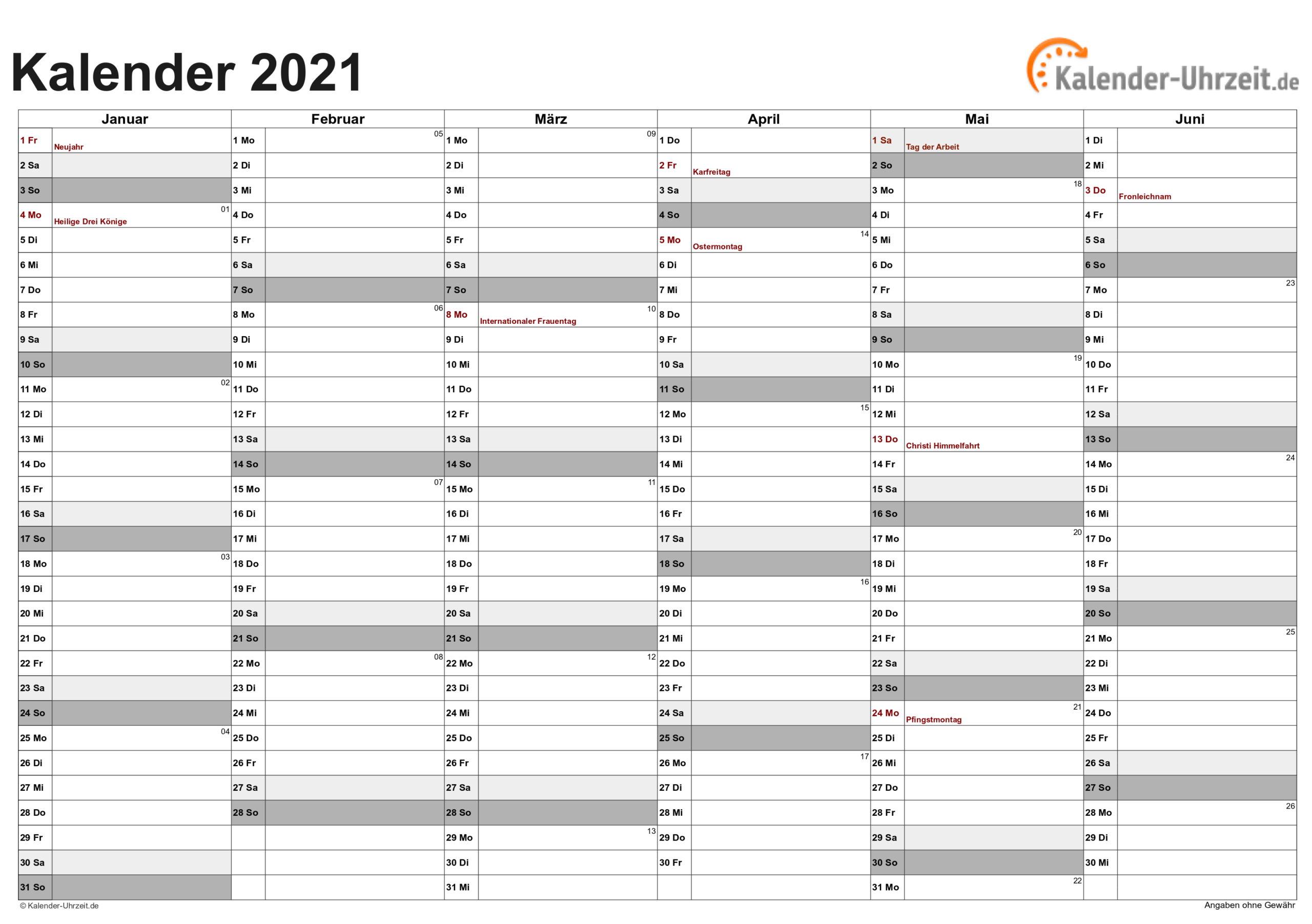 Kalenderpedia Pdf Jahreskalender 2021 Zum Ausdrucken-Kalender 2021 A5 Ausdrucken