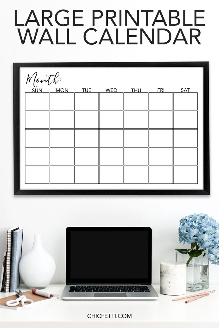 Large Printable Monthly Wall Calendar | Diy Calendar Wall-4 4 5 Calendar Template