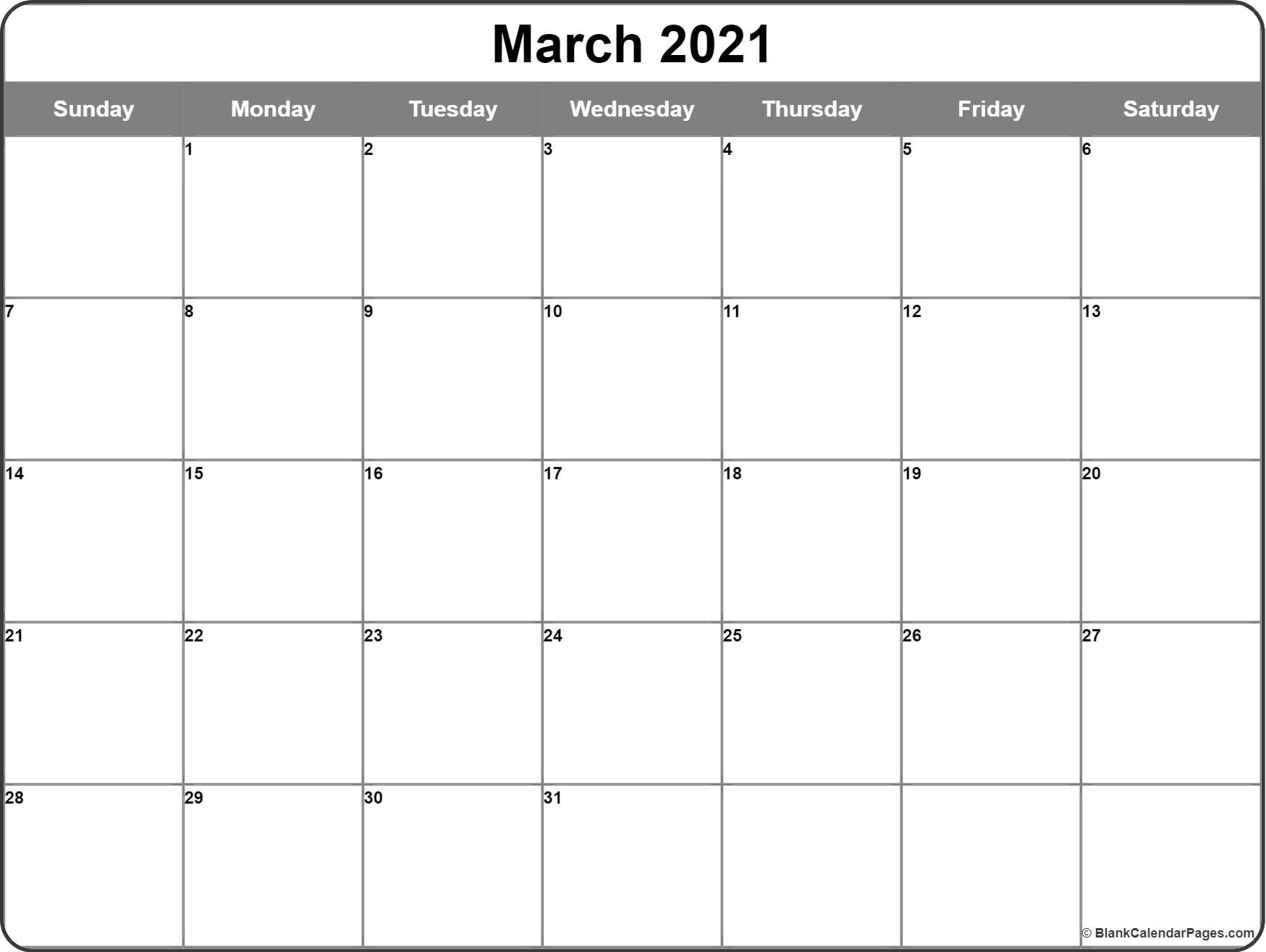 March 2021 Calendar | Free Printable Calendar Templates-Free Printable Monthly Calendar Journal Pages 2021
