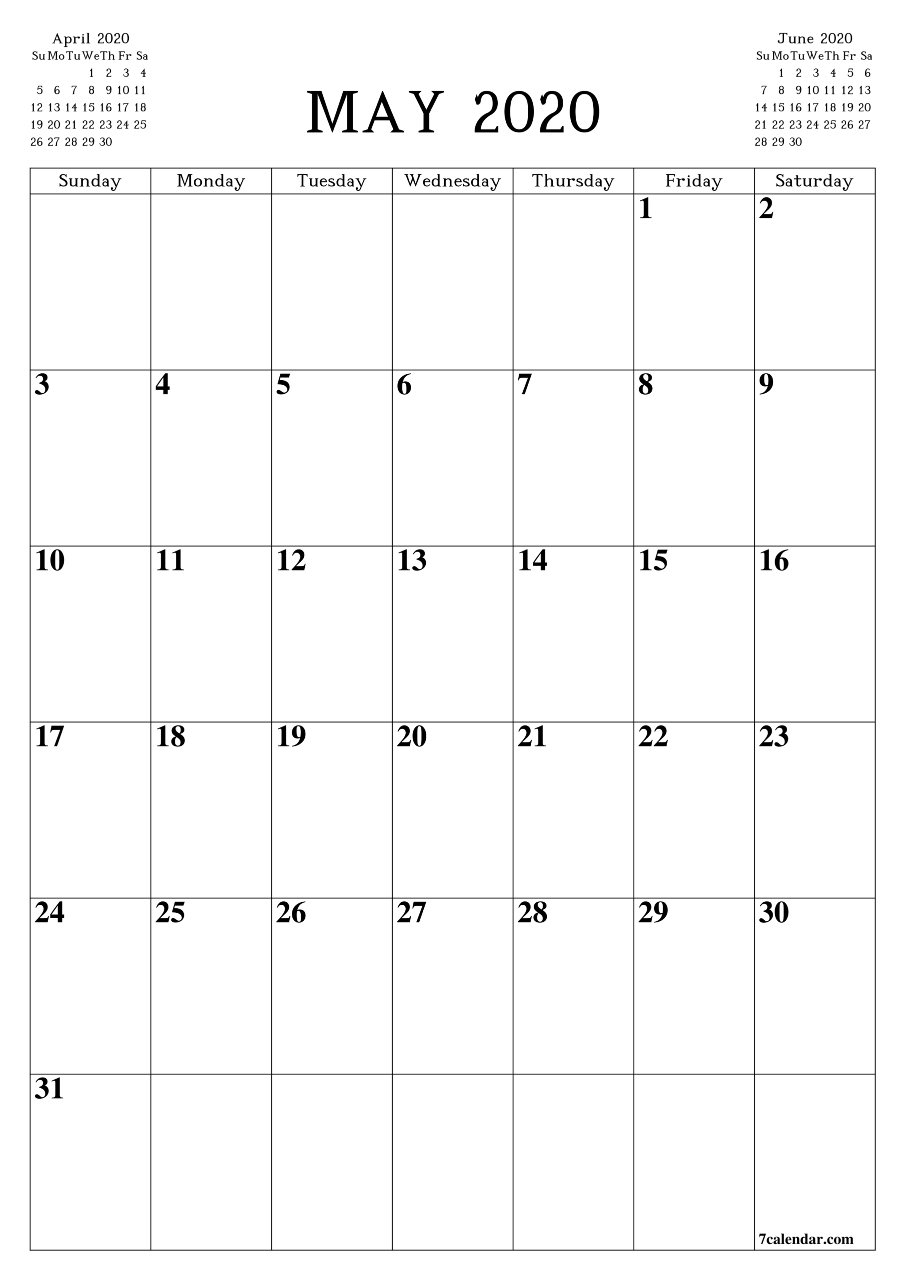 May 2020 Printable Monthly Calendar Portrait | Calendar-Full Size Feb 2021 Calendar To Print Free