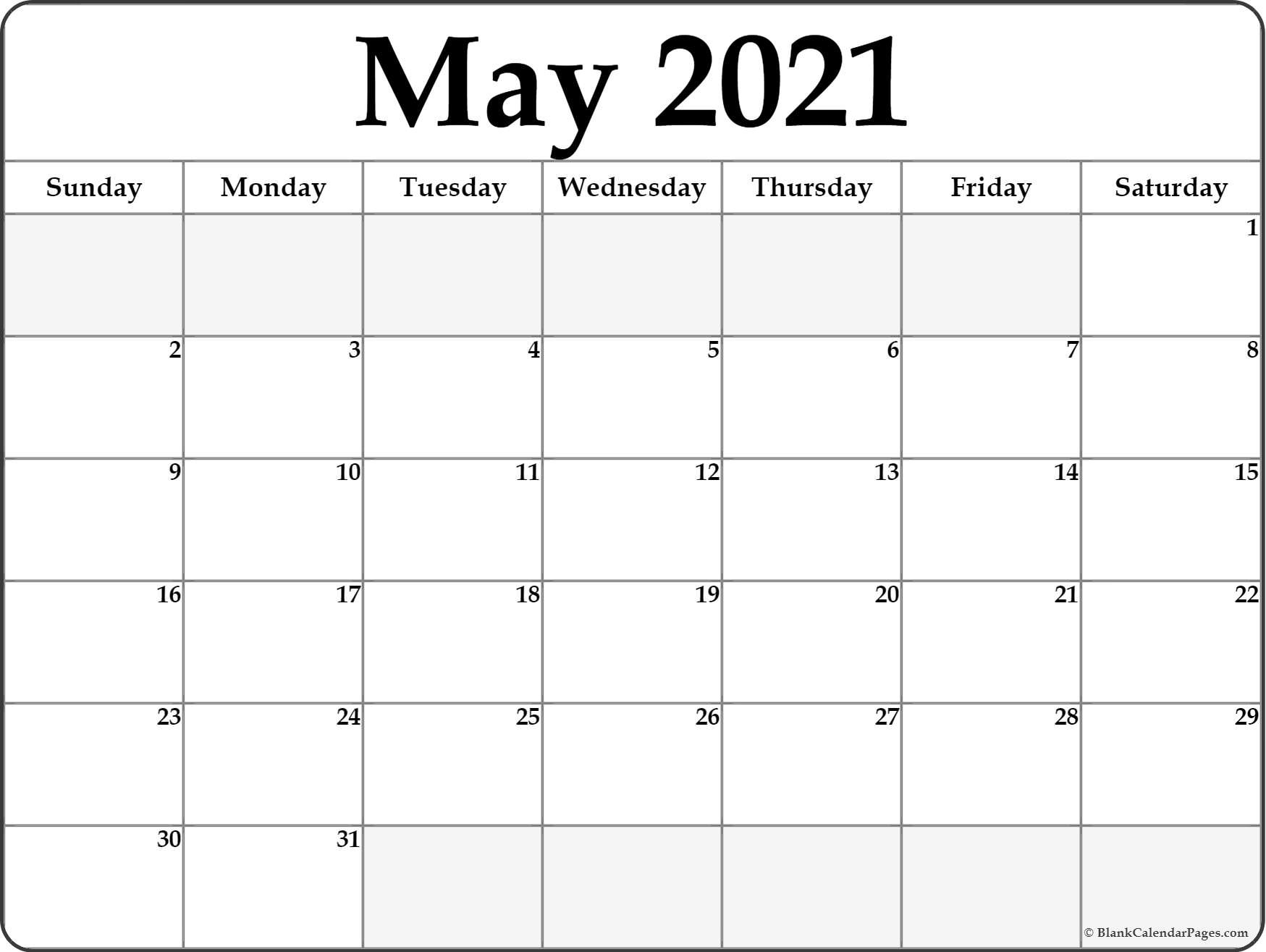 Free Monthly May Calendar With Notes 2021 Calendar Template Printable