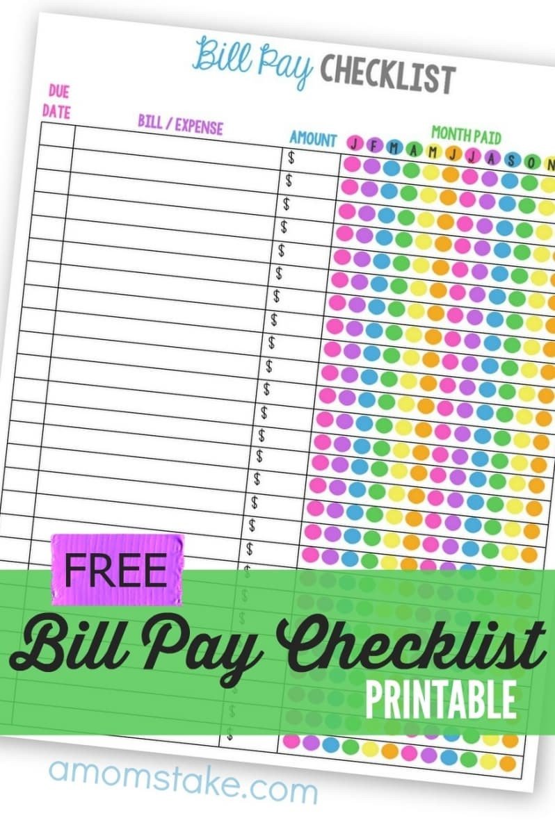 Monthly Bill Payment Checklist - A Mom&#039;S Take-Printable 2021 Bill Pay Calendars Free