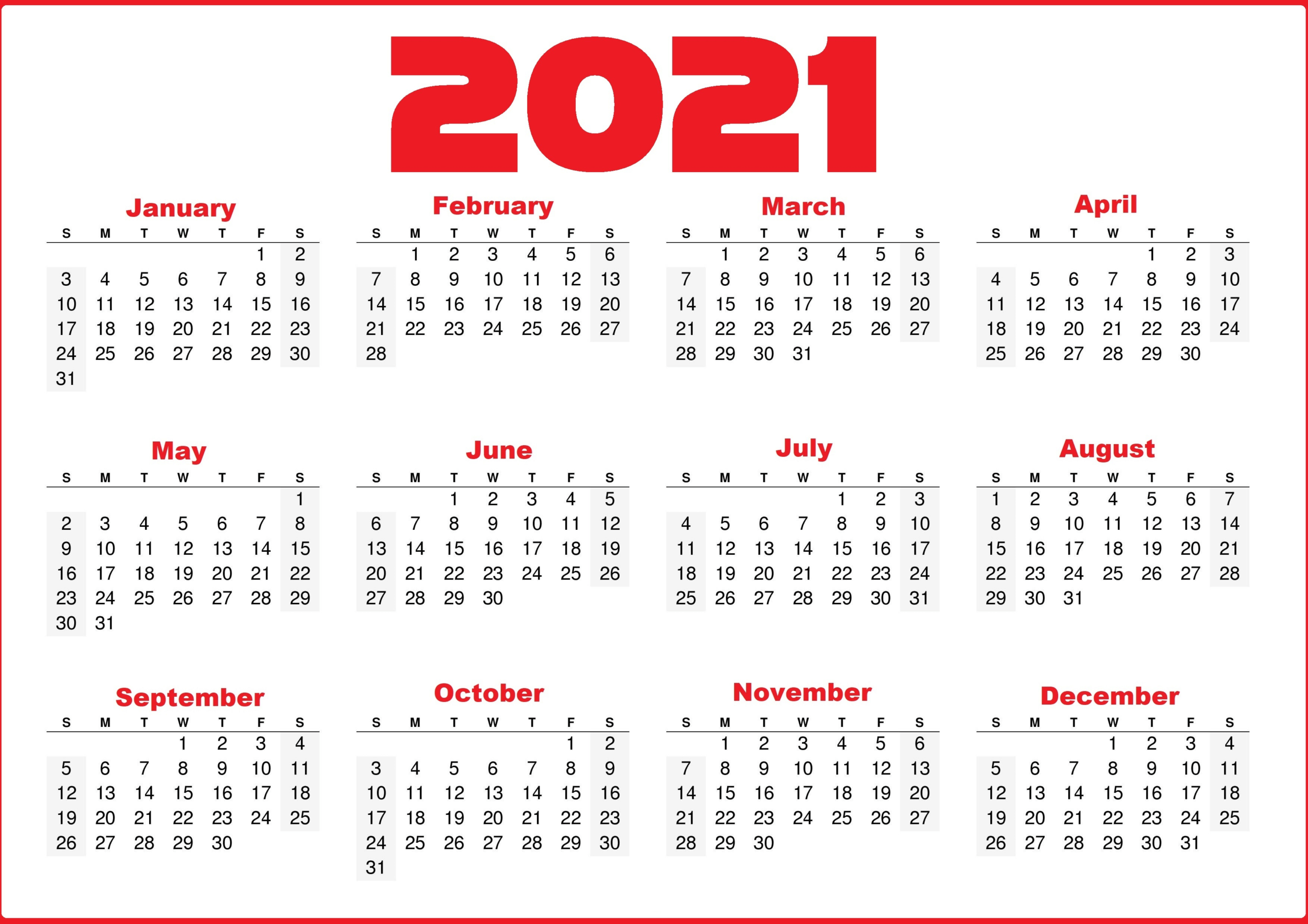 Monthly Blank Calendar 2021 Printable Template Pdf, Word-Month Printable 2021