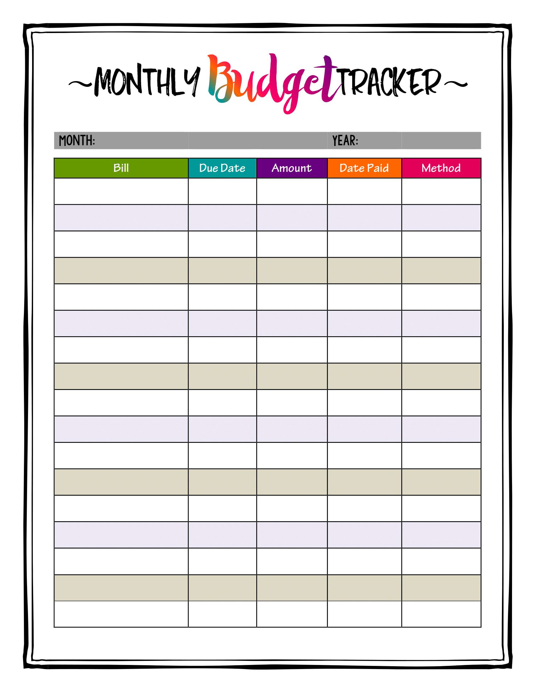 Monthly Budget Planner Printable Caribbean Crazy Color-Printable Bill Calendar 2021 Free