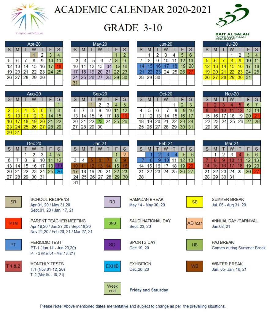 My Calendar - Dunes International School-International School Holidays For 2021