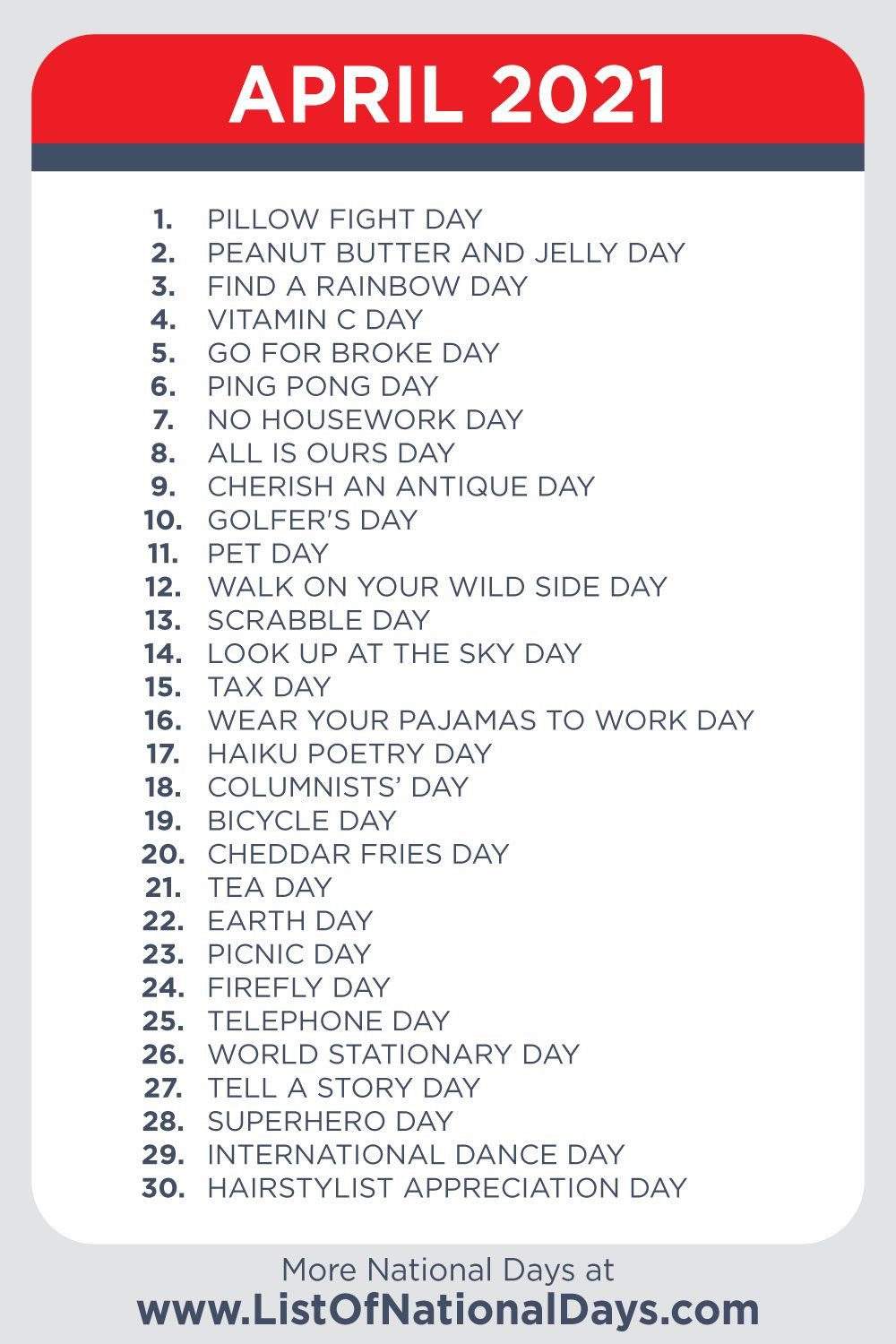 National Days In April 2021 In 2021 | April National Days-Calendar Of National Food Holidays 2021