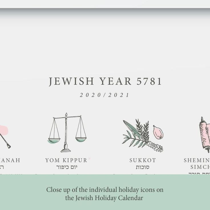 New Jewish Holiday Calendar Art Print 2020/2021 Year 5781-2021 Printable Calendar With Jewish Holidays