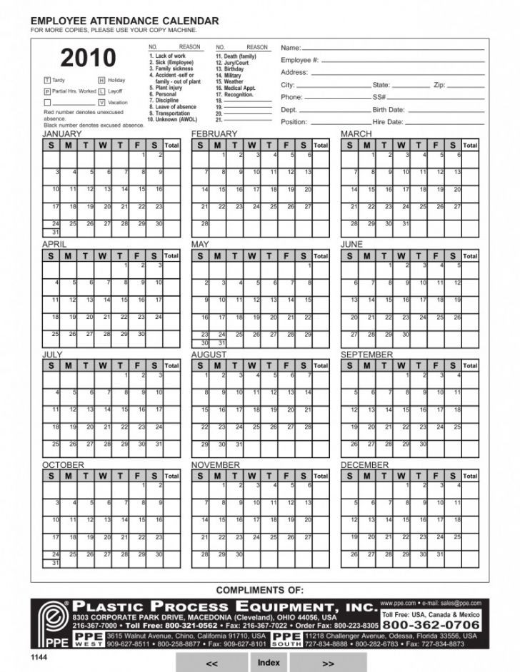 New Printable Attendance Calendar | Free Printable-2021 Employee Attendance Calendar