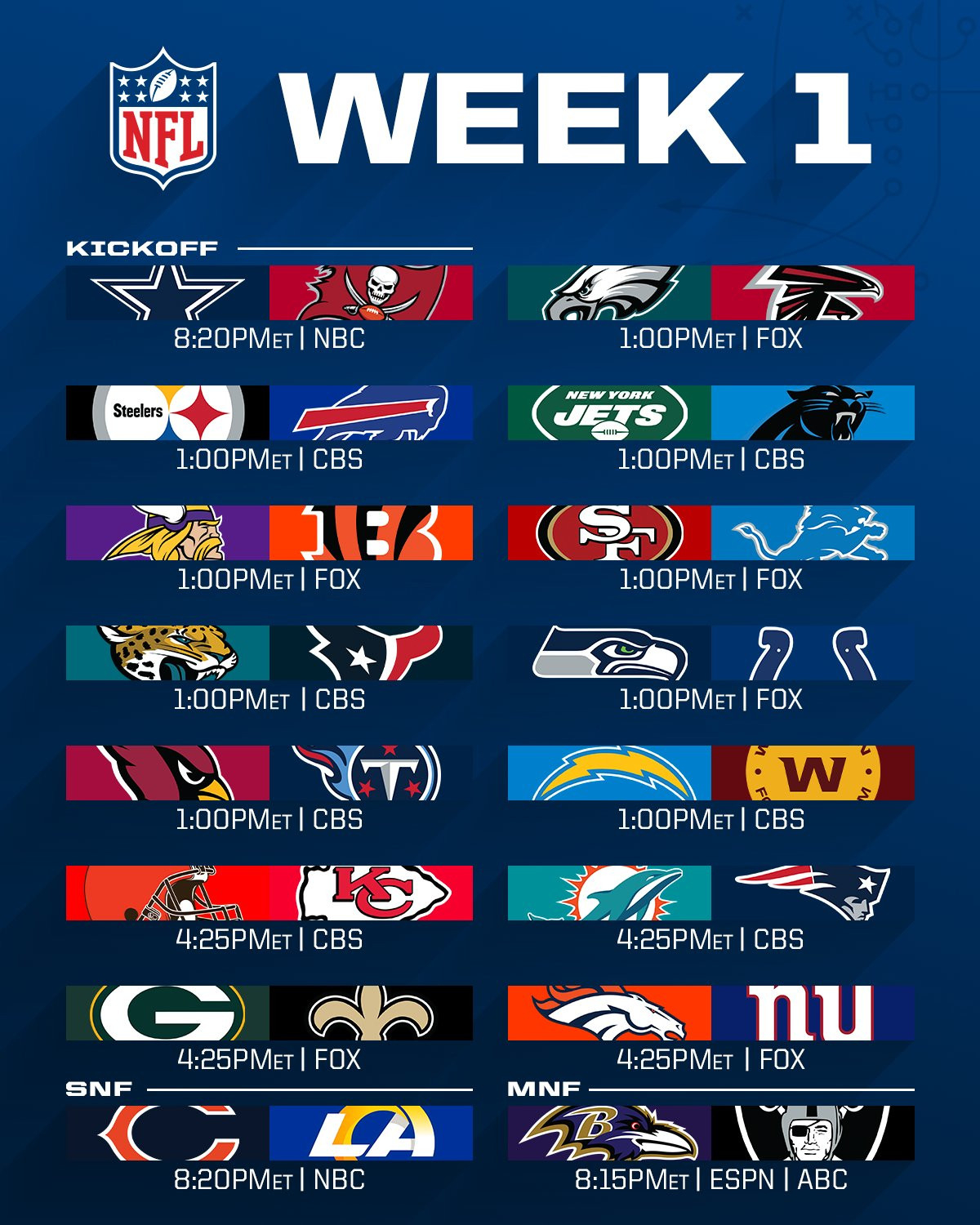 Nfl 2021 Week 1 Schedule Revealed - Bleachers News-Printable 2021 2021 Nfl Schedule