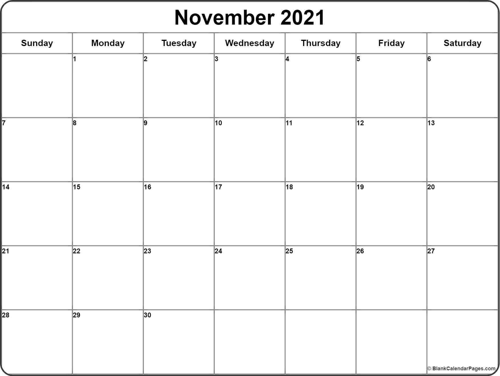 November 2021 Calendar | 56+ Templates Of 2021 Printable Calendars-November 2021 Blank Calendar