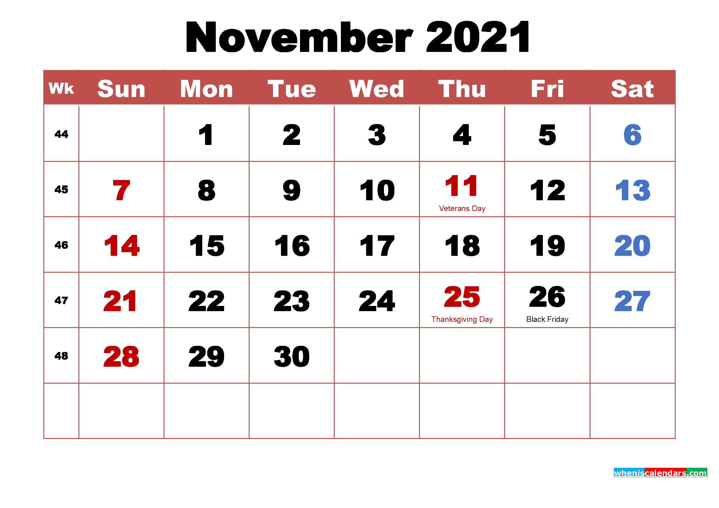 November 2021 Calendar With Holidays | 2021 Printable-List Of Festivals 2021 To Print Out