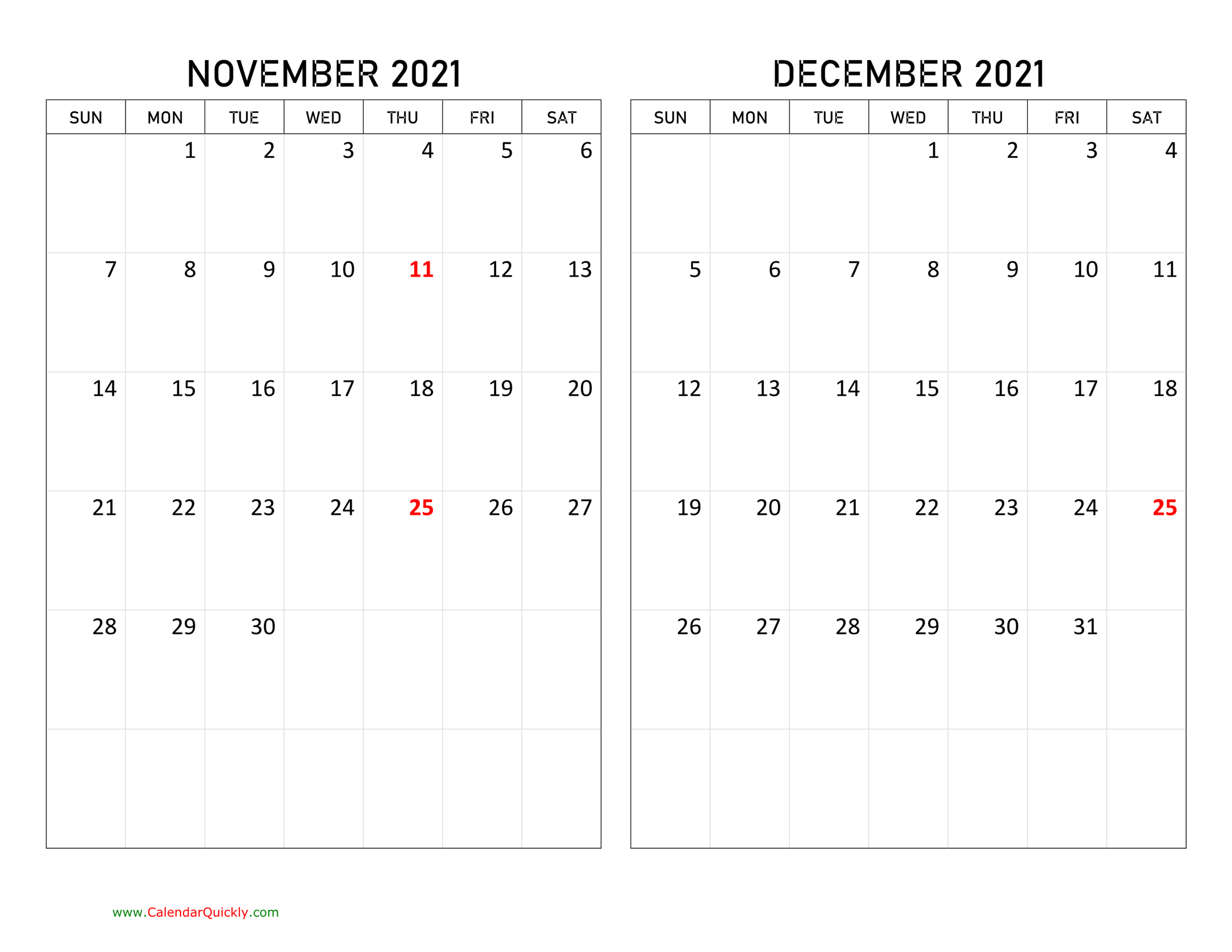 November And December 2021 Calendar | Calendar Quickly-August Thru December Calander For 2021