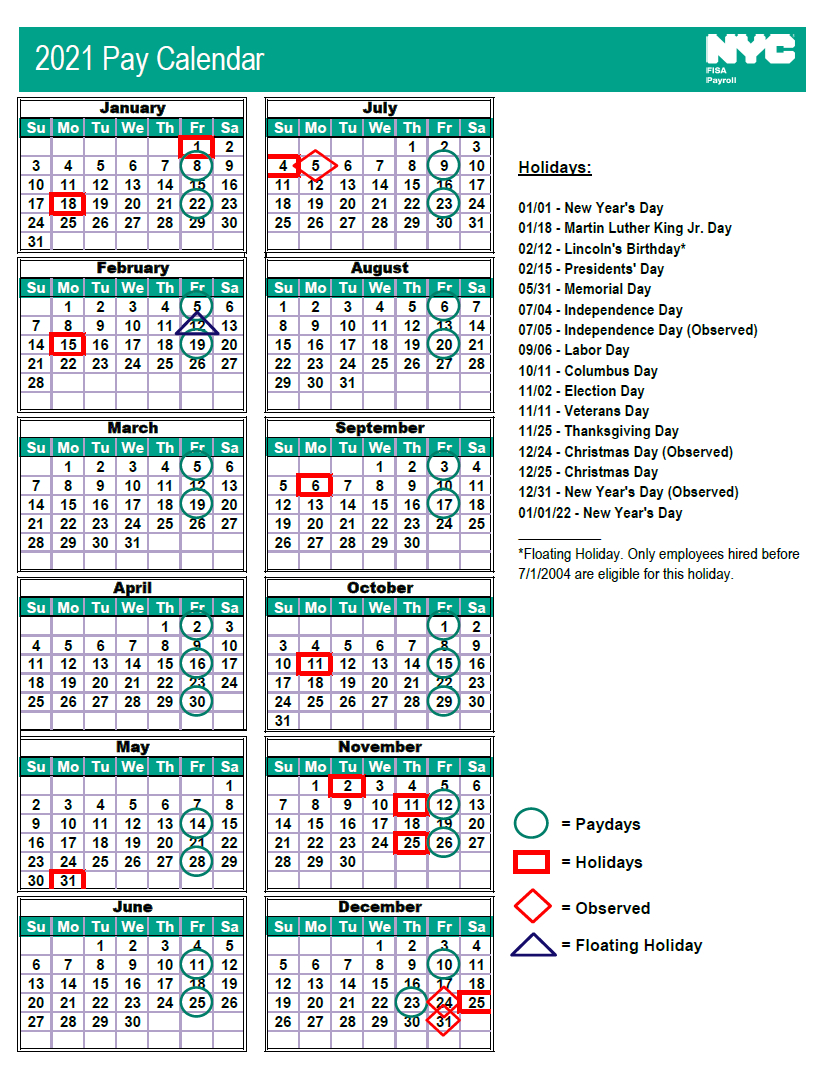 Nyc Doe Payroll Calendar 2021 - Payroll Calendar-Employee Vacation Calendar 2021