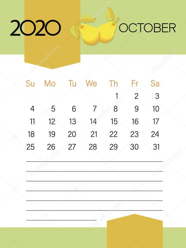 October 2020 Calendar With Notes In 2020 | Calendar-October Calendar With Space To Write Assignments