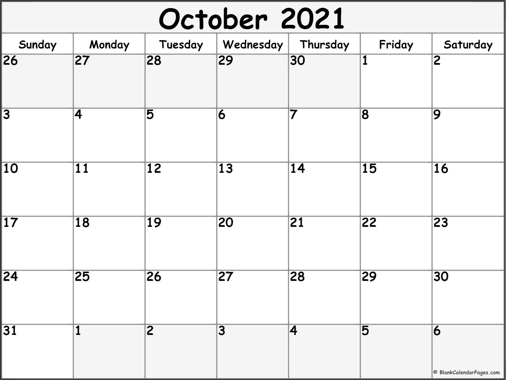 October 2021 Calendar | Free Printable Calendar Templates-Bill Calendar May 2021