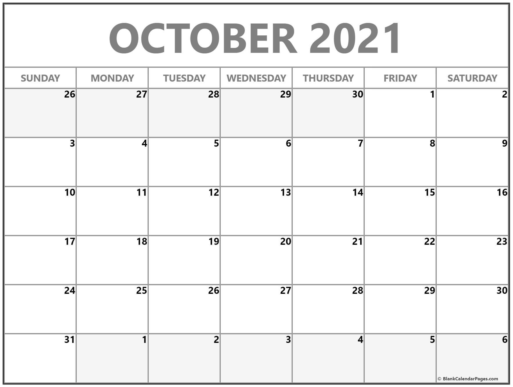 October 2021 Calendar | Free Printable Calendar Templates-Printable Monthly Planners For 2021
