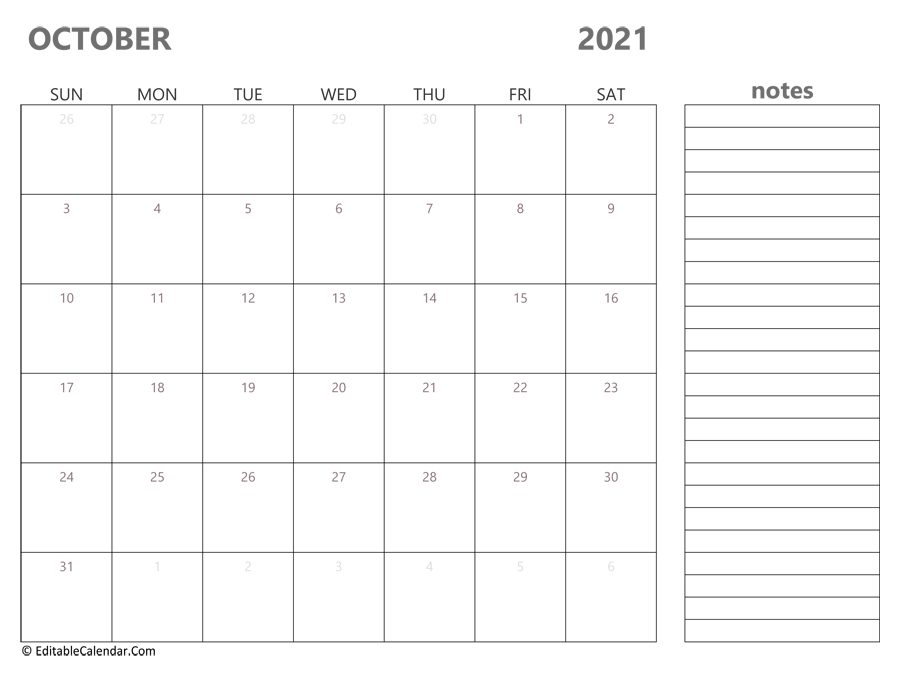 October 2021 Calendar Templates-Printer Monthly Bill Calendar 2021