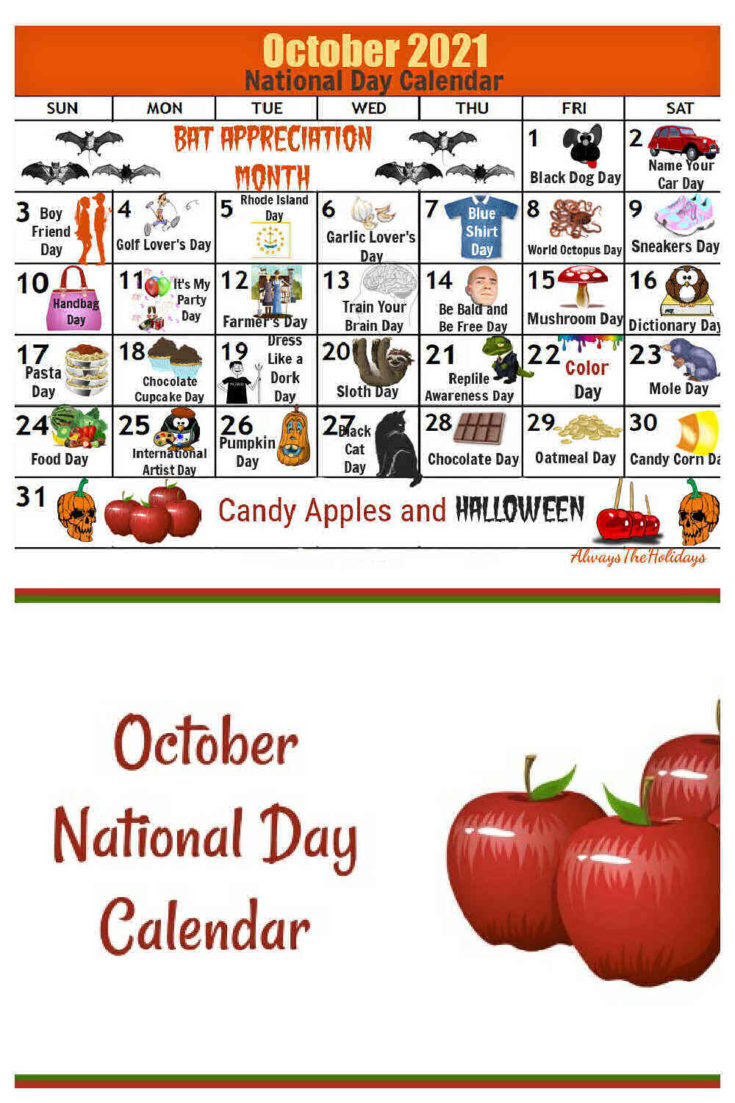 October National Day Calendar 2021- Free Printable Calendars-National Food Day Calendar Printable 2021
