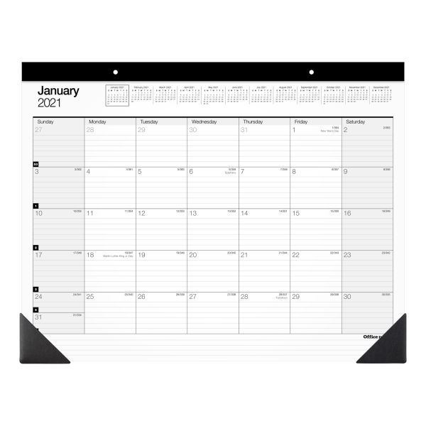 Office Depot® Brand Monthly Desk Pad Calendar, 22&quot; X 17-Monthly Wellness Calendar 2021