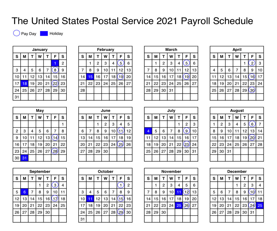 Paydays | Usps News Link-2021 Printable Employee Vacation Schedule
