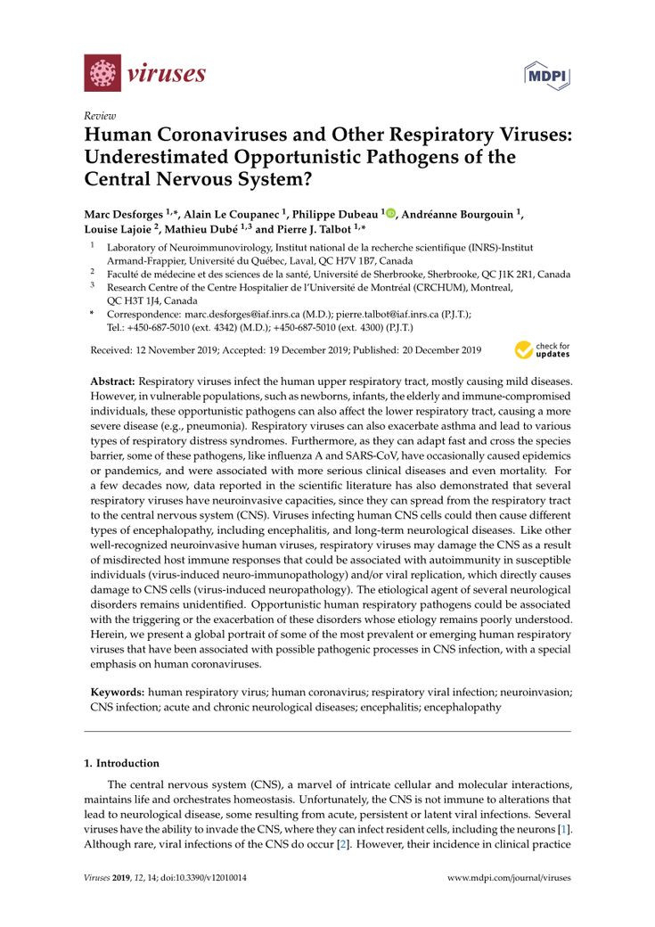 Pdf) Human Coronaviruses And Other Respiratory Viruses-Printable Mcgeers Criteria 2021