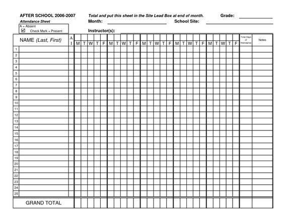 Pin Attendance Sheet Template Cake On Pinterest-Free 2021 Attendance Templates