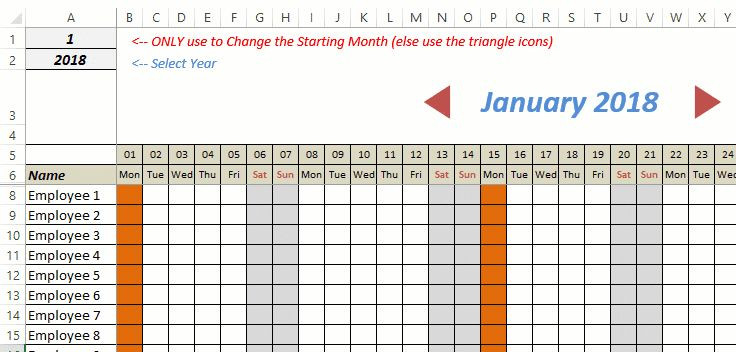 Pin On Excel-2021 Employee Vacation Calendar Tracking