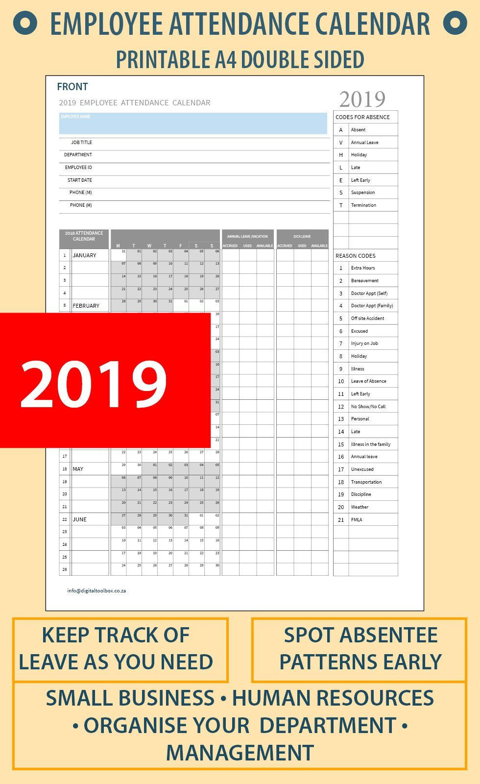 Pin On Hr Printables-2021 Printable Free Attendance Tracker