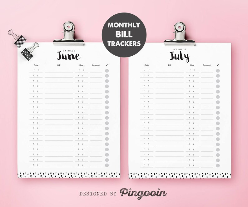 Planner 2021. Monthly Bill Tracker. Printable Bill-Monthly Bills 2021