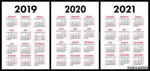 Pocket Calendar 2019, 2020, 2021 Set. Basic Simple-Free Printable 2021 Pocket Calendars