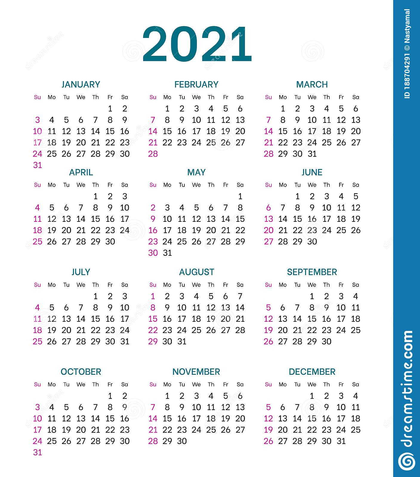 Pocket Calendar Layout For 2021 Year Stock Vector - Illustration Of Background, Organization-Printable Pocket Calendar 2021