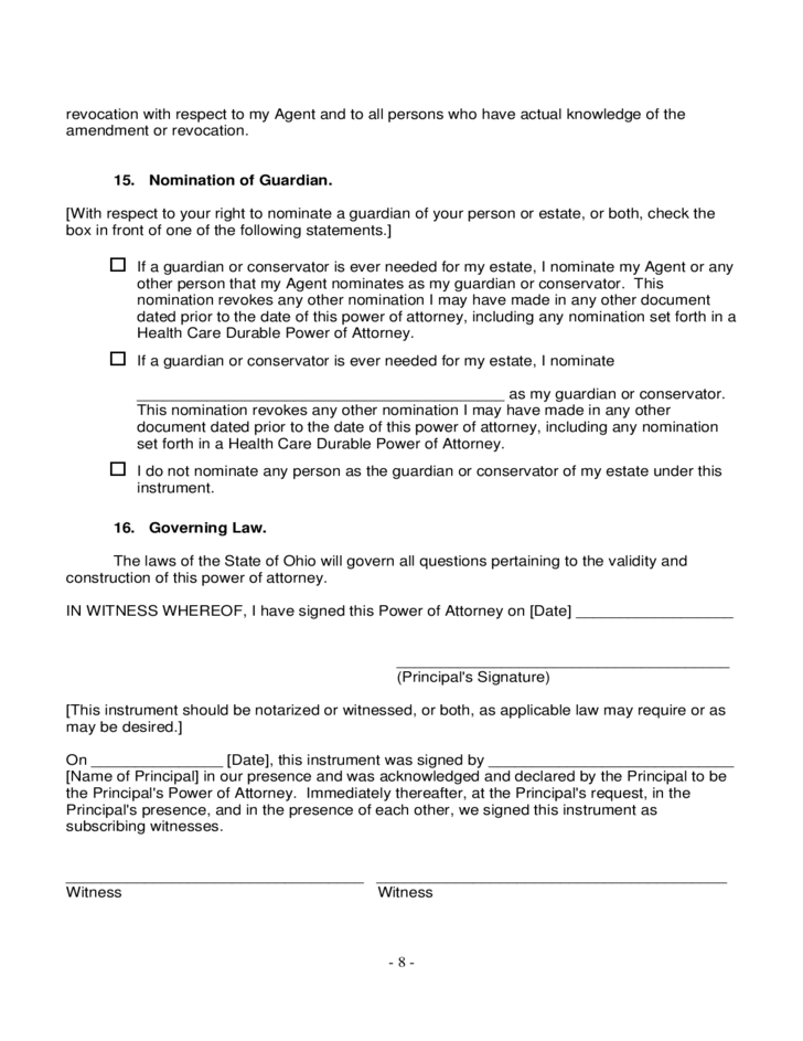 Power Of Attorney Form - Ohio Free Download-Blank Il W 9 Form 2021 Printable