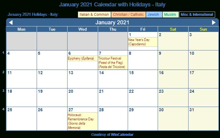 Print Friendly January 2021 Italy Calendar For Printing-January 2021 Calendar Nz Printable
