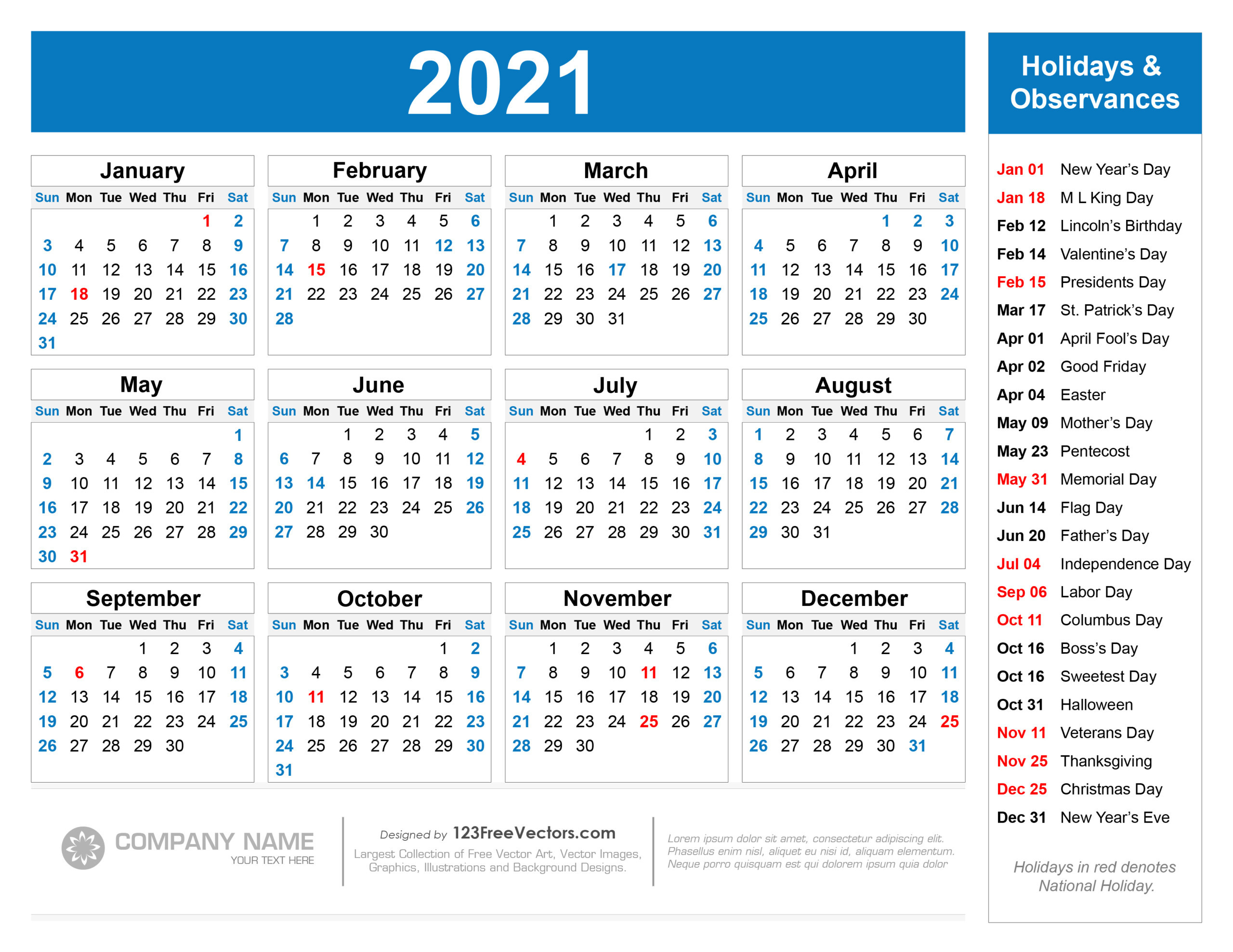 Printable 2021 And 2021 Calendar With Holidays | 2021-Employee Holiday Planner 2021
