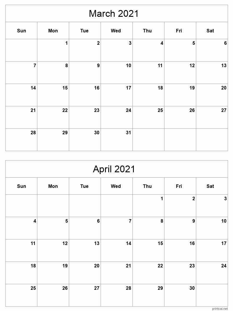 Printable 2021 Calendar 2 Months Per Page | 2021 Printable-2021 Printable Calendar By Month