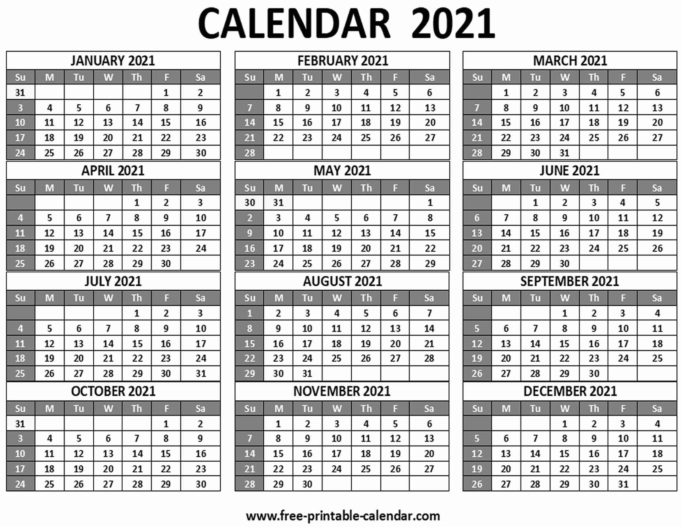 Printable 2021 Calendar - Free-Printable-Calendar-Calendar To Print 2021 4 Months To A Page