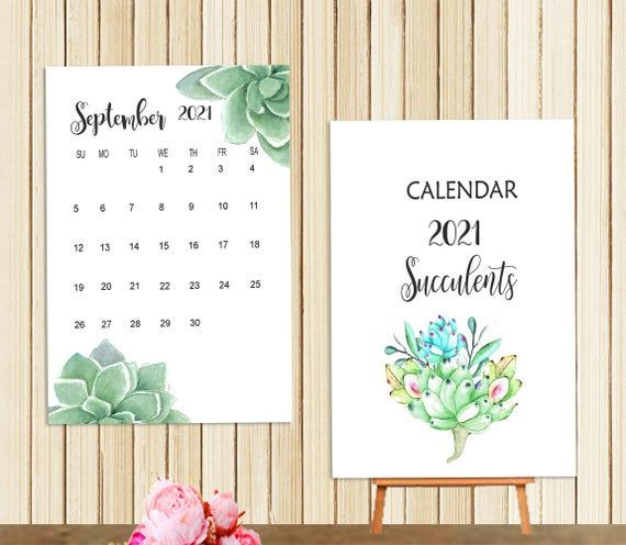 Printable 2021 Calendar Succulent Succulent Desk Calendar-Free Printable 4X6 Calendar 2021