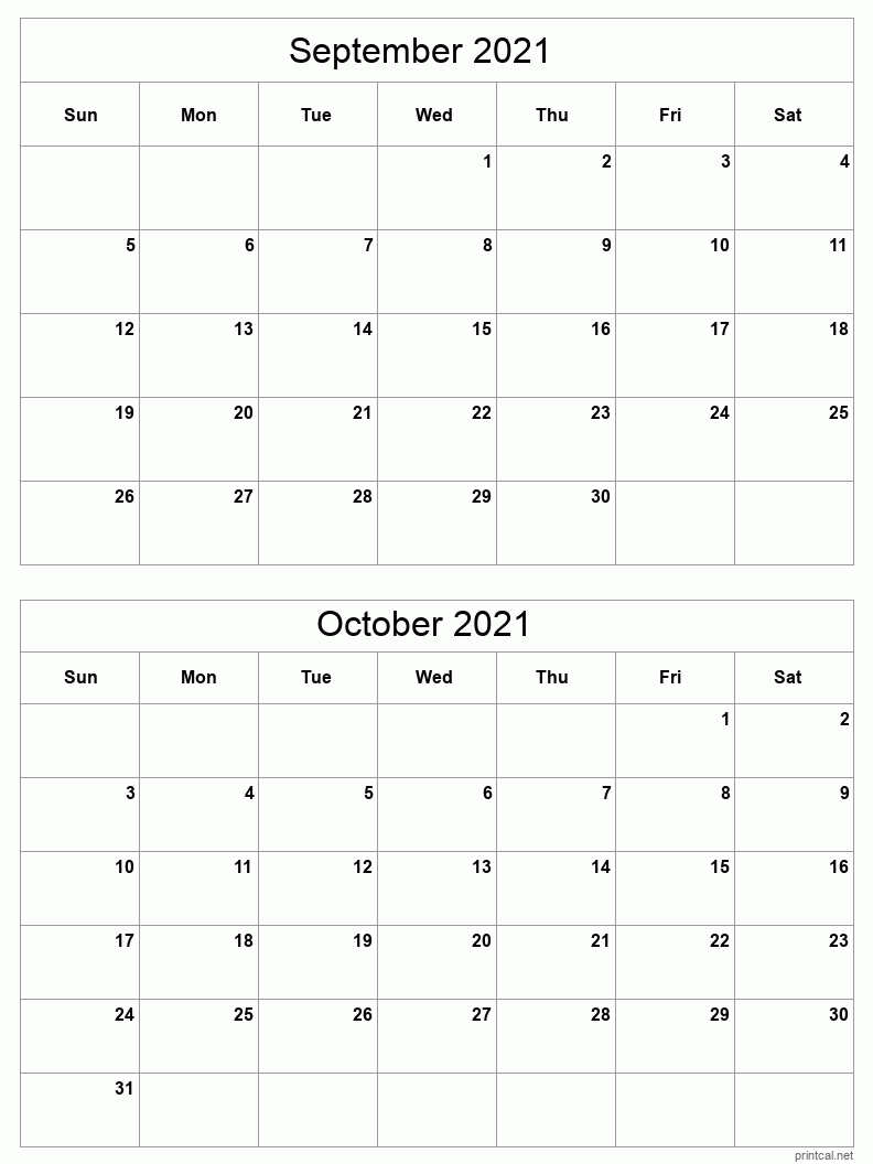 Printable 2021 Calendar - Two Months Per Page | Free-2 Page Monthly Calendar Printable 2021