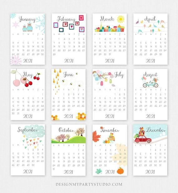 Printable 2021 Calendar Wall Calendar Desk Calendar-4X6 2021 Calendar Free