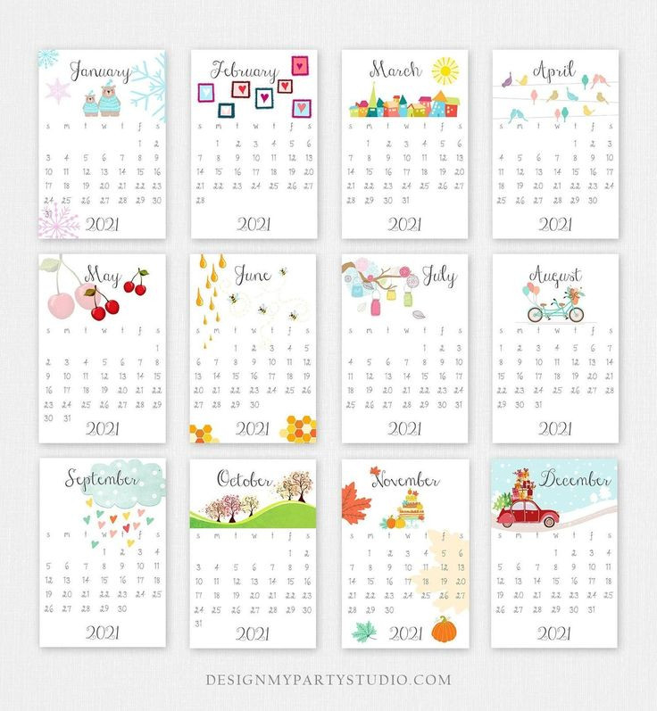 Printable 2021 Calendar Wall Calendar Desk Calendar-4X6 Printable Calendar 2021