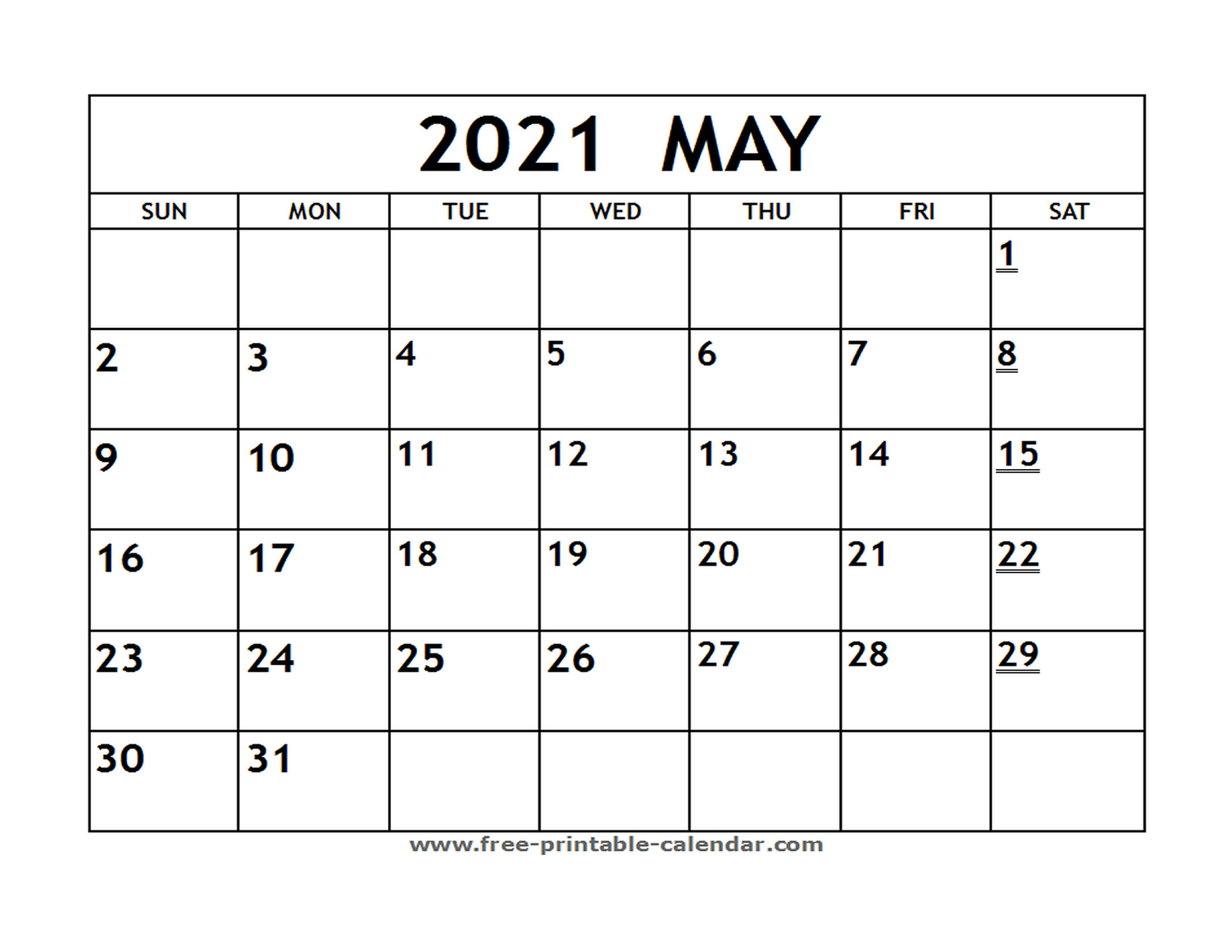 Printable 2021 May Calendar - Free-Printable-Calendar-Free Printable Calendars 2021 Monthly