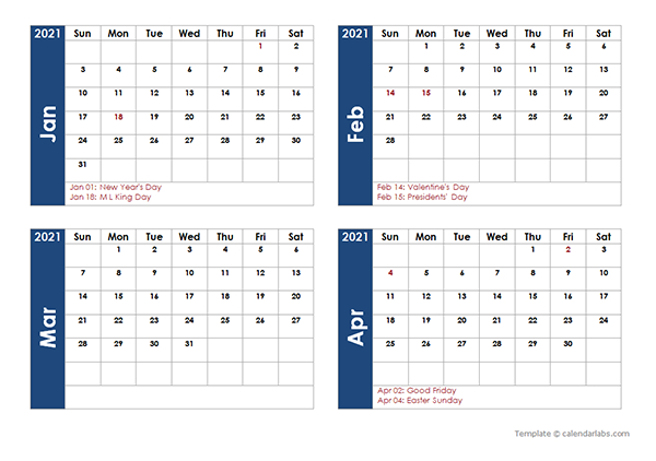 Printable 2021 Monthly Calendar Templates - Calendarlabs-Free 2 Page Monthly 2021 Calendar