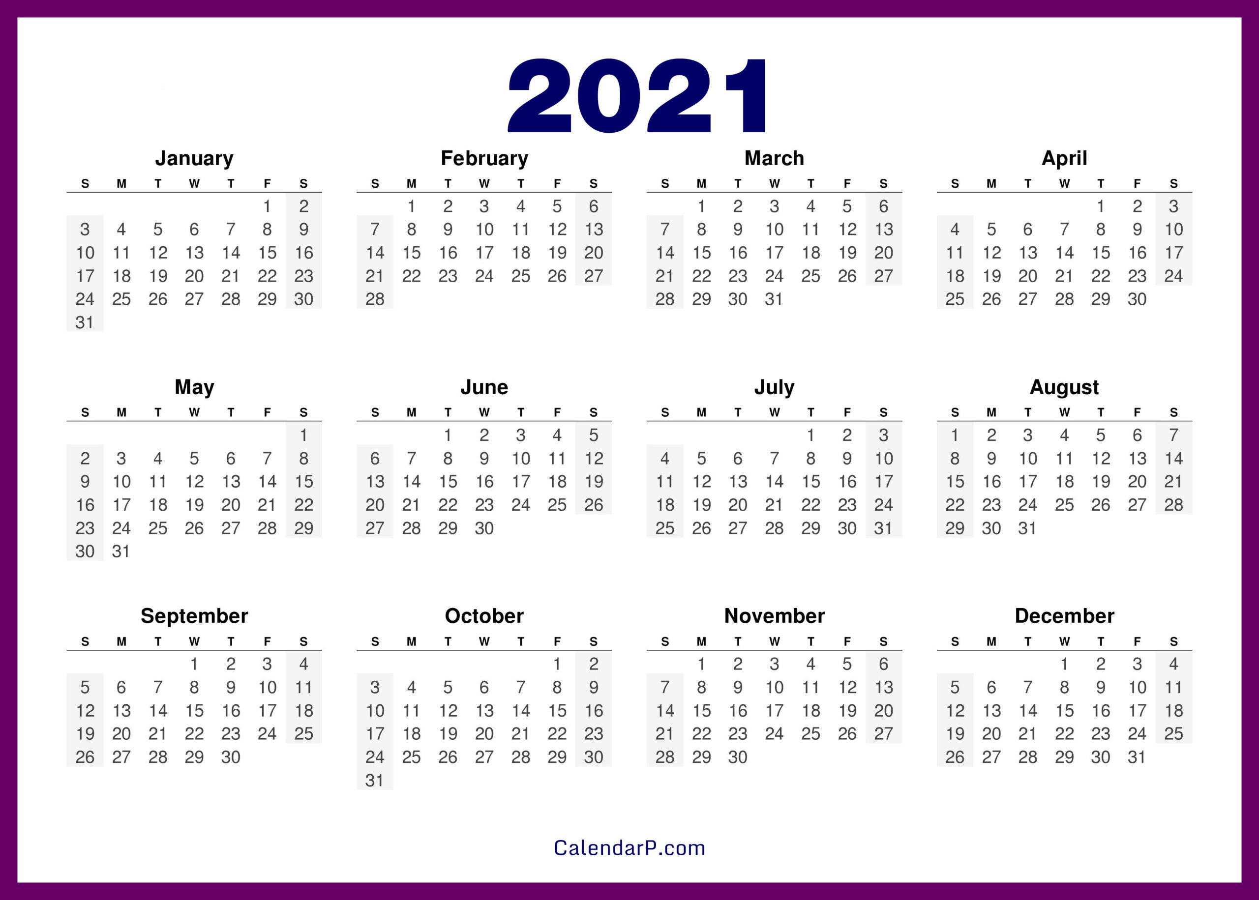 Printable 5 By 8 2021 Calendar - 8 5 X 11 Inch Bold 2021-2 Page 2021 Calendar Template